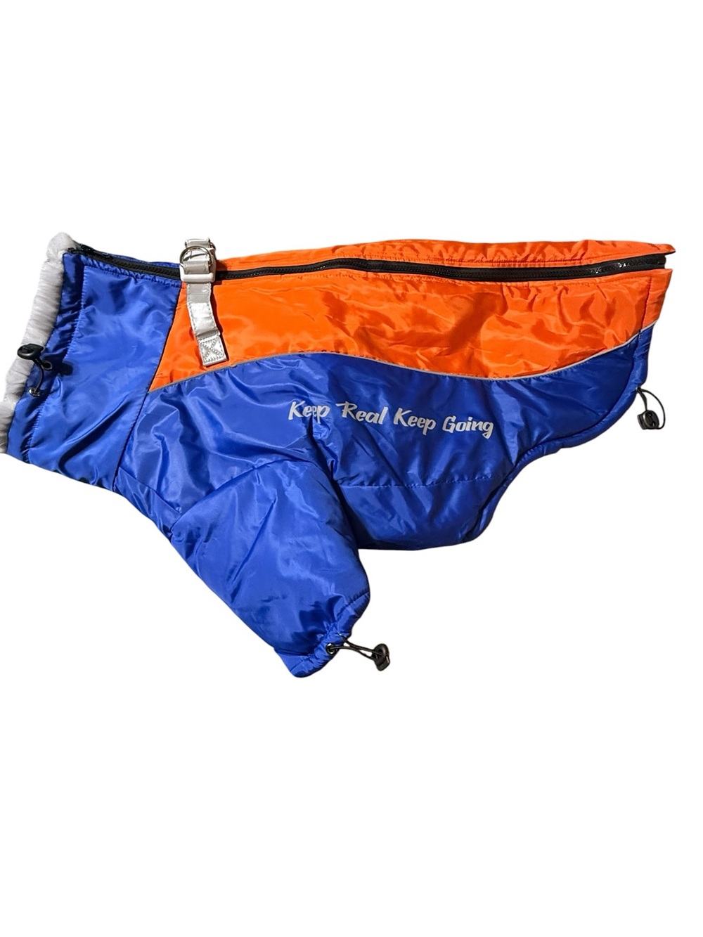 Keep Real Keep Going Dog Winter Coat Puffer Jacket Waterproof Blue Orange 2XL